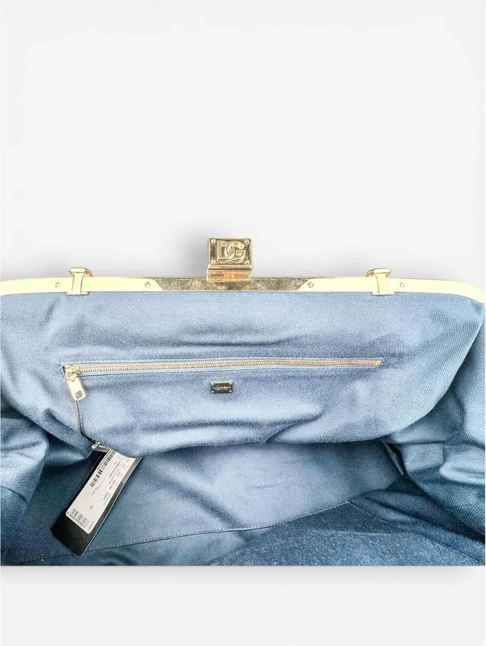 Dolce & Gabbana Patchwork Denim Frame Bag Gold Chain | Rare Collector NWT - Picture 8 of 9